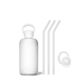 FROST - LITTLE BOTTLE SIP KIT 500ML (16 OZ) -Bkr bkr sip kit silicone straw cap glass water bottle 16oz frost little bottle sip kit 500ml 16 oz wtfskpb t16pb 34994505908395