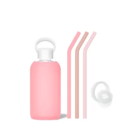 ROSE & THE CHAMPAGNE PINKS - LITTLE BOTTLE SIP KIT 500ML (16 OZ) -Bkr bkr sip kit silicone straw cap glass water bottle 16oz rose the champagne pinks little bottle sip kit 500ml 16 oz pkrcppb t16pb 35005364404395