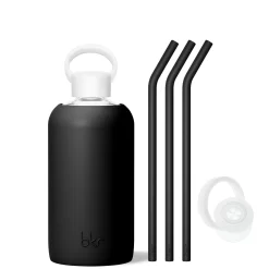 JET - BIG BOTTLE SIP KIT 1L (32 OZ) -Bkr bkr sip kit silicone straw cap glass water bottle 32oz jet big bottle sip kit 1l 32 oz bkjskpb t32pb 34994613420203