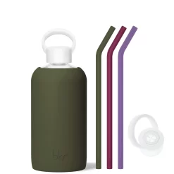 OLIVE & THE MARTINI & MANI - BIG BOTTLE SIP KIT 1L (32 OZ) -Bkr bkr sip kit silicone straw cap glass water bottle 32oz olive the martini mani big bottle sip kit 1l 32 oz grommpb t32pb 34977258012843