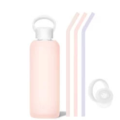PARIS & THE COTTON CANDY - DEMI BOTTLE SIP KIT 650ML (22 OZ) -Bkr bkr sip kit silicone straw cap glass water bottle 32oz paris cotton candy demi bottle sip kit 650ml 22 oz mxpcctb t22pb 35462480691371