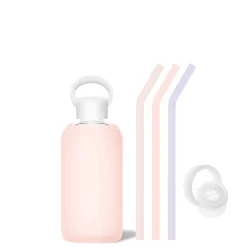 PARIS & THE COTTON CANDY - LITTLE BOTTLE SIP KIT 500ML (16 OZ) -Bkr bkr sip kit silicone straw cap glass water bottle 32oz paris cotton candy little bottle sip kit 500ml 16 oz mxpcctb t16pb 35462481969323