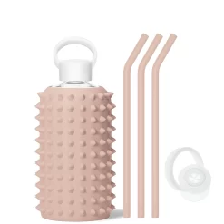 TEDDY SPIKED - BIG BOTTLE SIP KIT 1L (32OZ) -Bkr bkr sip kit silicone straw cap glass water bottle 32oz spiked teddy big bottle sip kit 1l 32 oz tntskpk t32pb 35006003642539