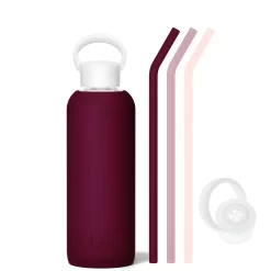 VALENTINA & A KISS ON EACH CHEEK - DEMI BOTTLE SIP KIT 650mL (22 OZ) -Bkr bkr sip kit silicone straw cap glass water bottle 32oz valentina a kiss on each cheek demi bottle sip kit 650ml 22 oz rdvkcpb t22pb 34775388618923