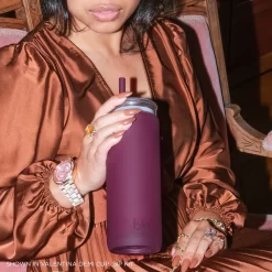 VALENTINA & A KISS ON EACH CHEEK - DEMI BOTTLE SIP KIT 650mL (22 OZ) -Bkr bkr sip kit silicone straw cap glass water bottle 32oz valentina a kiss on each cheek demi bottle sip kit 650ml 22 oz rdvkcpb t22pb 34776136089771