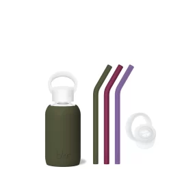 OLIVE & THE MARTINI & MANI - TEENY BOTTLE SIP KIT 250ML (8 OZ) -Bkr bkr sip kit silicone straw cap glass water bottle 8oz olive the martini mani teeny bottle sip kit 250ml 8 oz grommpb t08pb 34977260994731